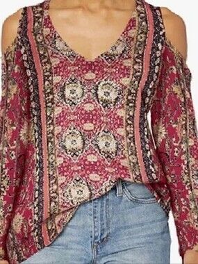 ANGIE COLD SHOULDER BOHEMIAN TOP, MED.